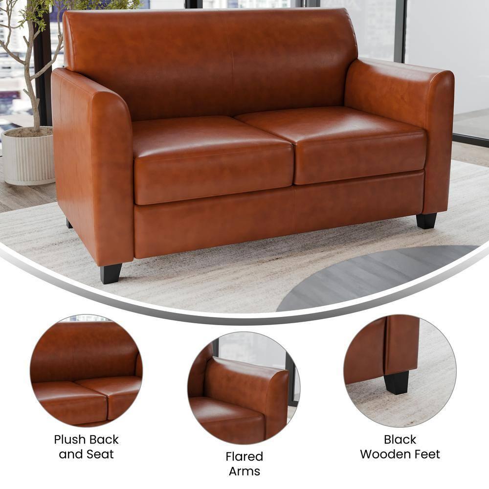 Hercules Junkersfeld 52" Modern LeatherSoft Upholstered Reception Loveseat