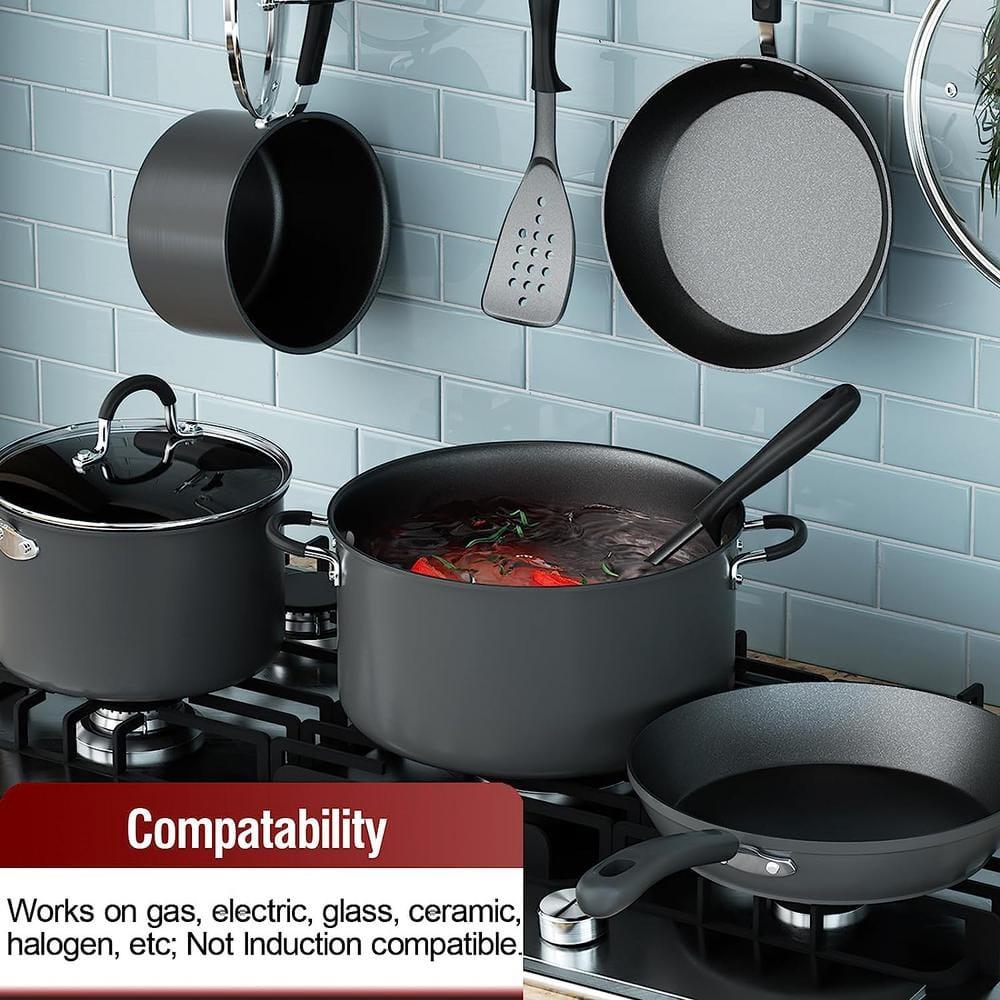 Cook N Home Professional Hard Anodized Pots and Pans Set Nonstick, Kitchen Cookware Set, Black