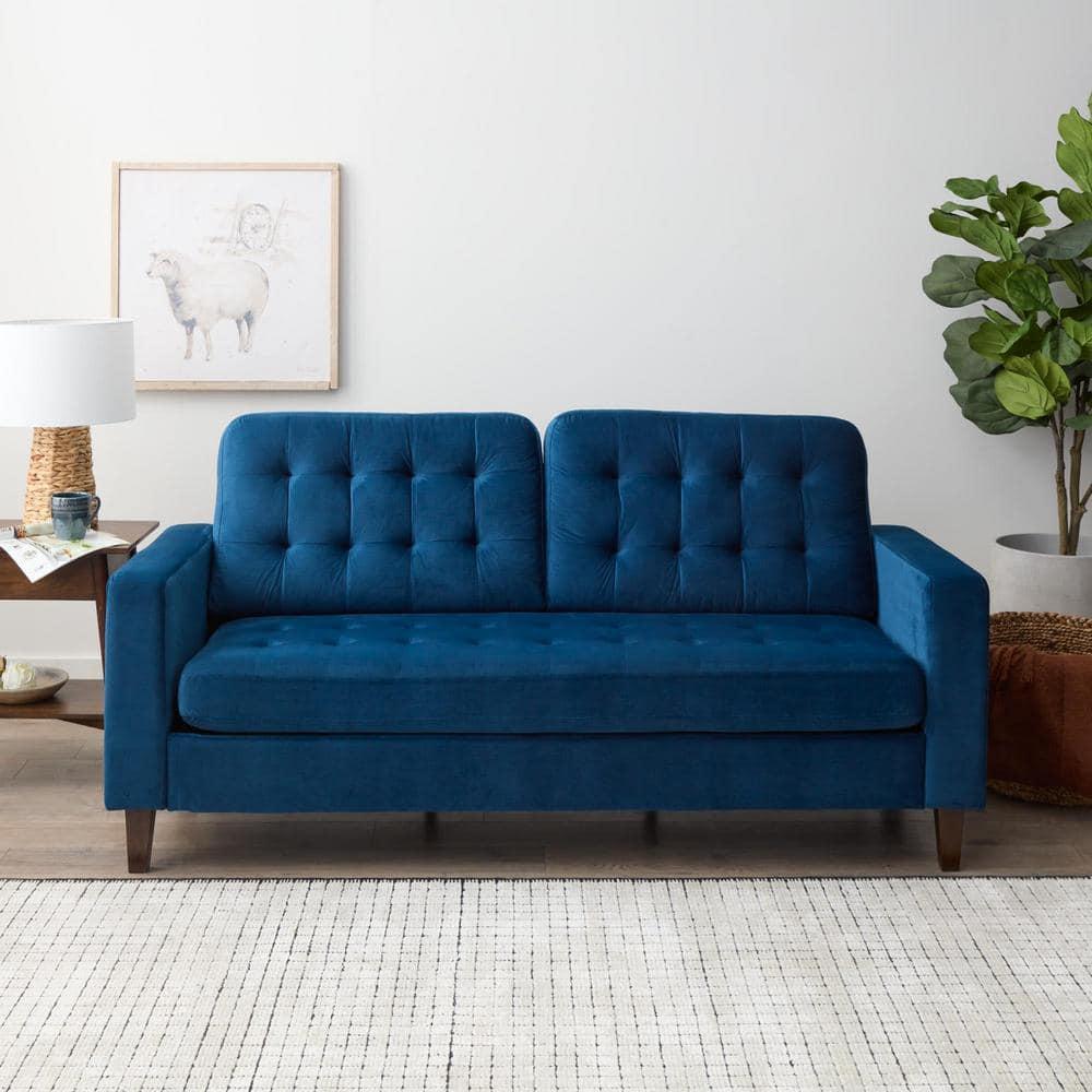 76” Brynn Upholstered Square Arm Sofa with Buttonless Tufting - Brookside Home