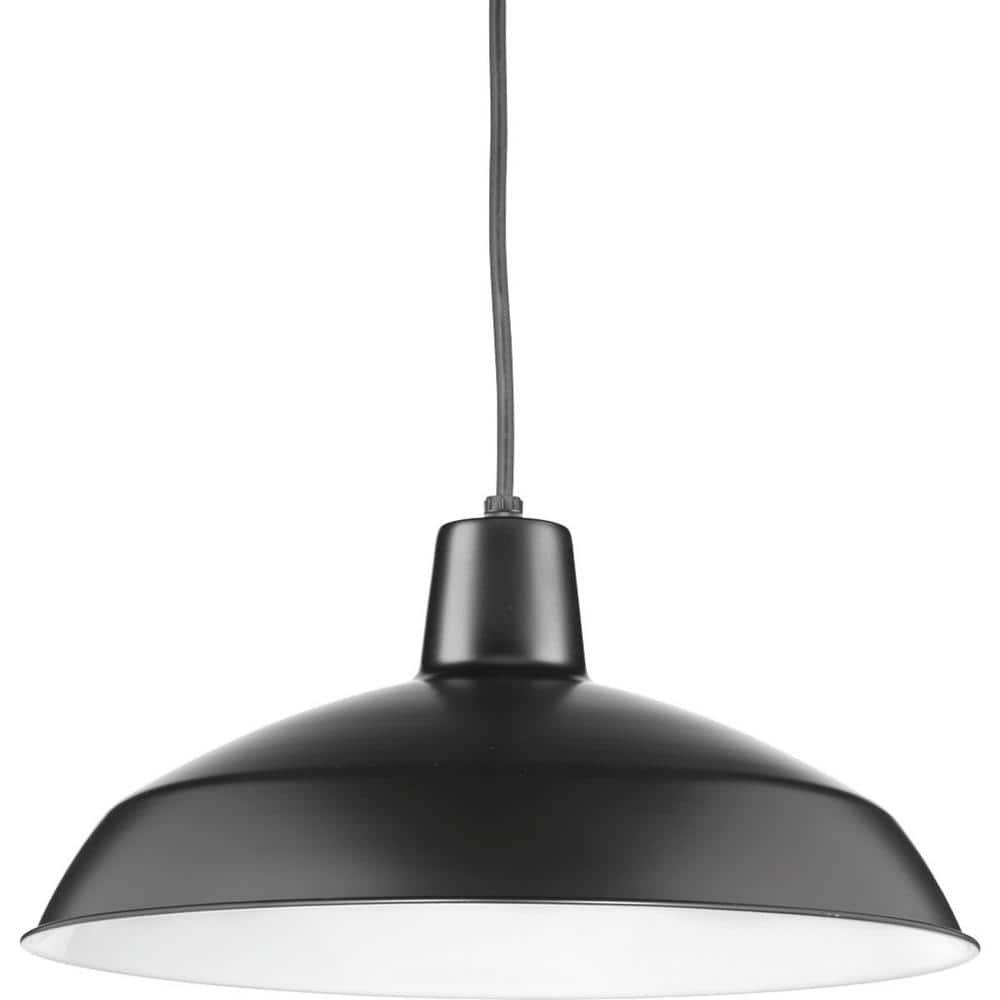 Progress Lighting, Sanabria, 1-Light, Pendant, Matte Black, Spun Metal Shade