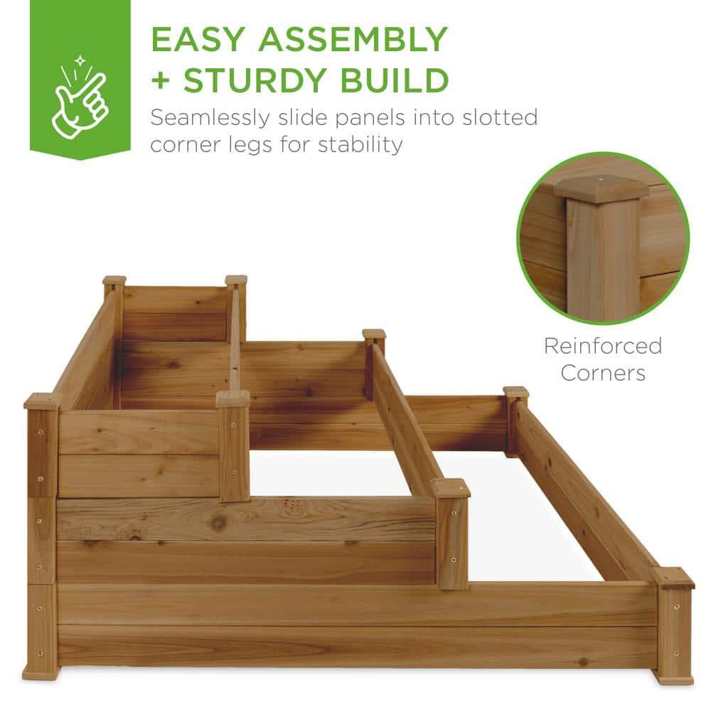Arlmont & Co. Rosselyn 3-Tier Fir Wood Raised Garden Bed Planter for Plants, Vegetables, Outdoor Gardening