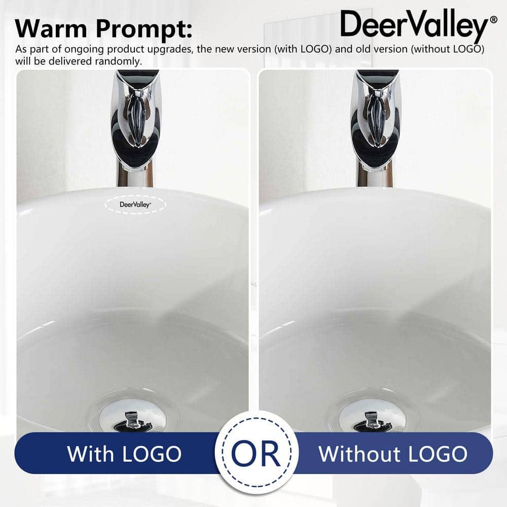 DeerValley Symmetry 16" Circular/Round White Vitreous Vessel Bathroom Sink