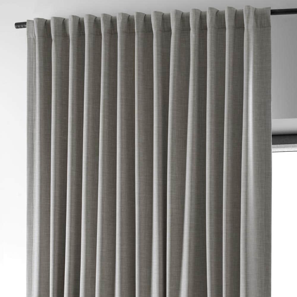 Exclusive Fabrics  Performance Linen Extrawide Hotel Blackout Curtain (1 Panel) 100 X 108 - Dark Greige