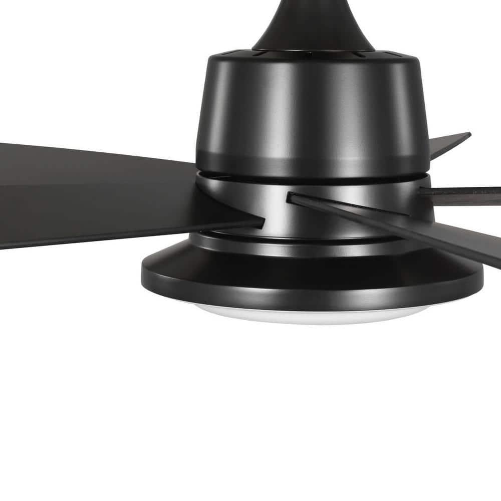 Tarsus Collection Ventilador de Techo Moderno Negro Mate de Cinco Aspas de 52 Pulgadas con Luz LED de CC Integrada