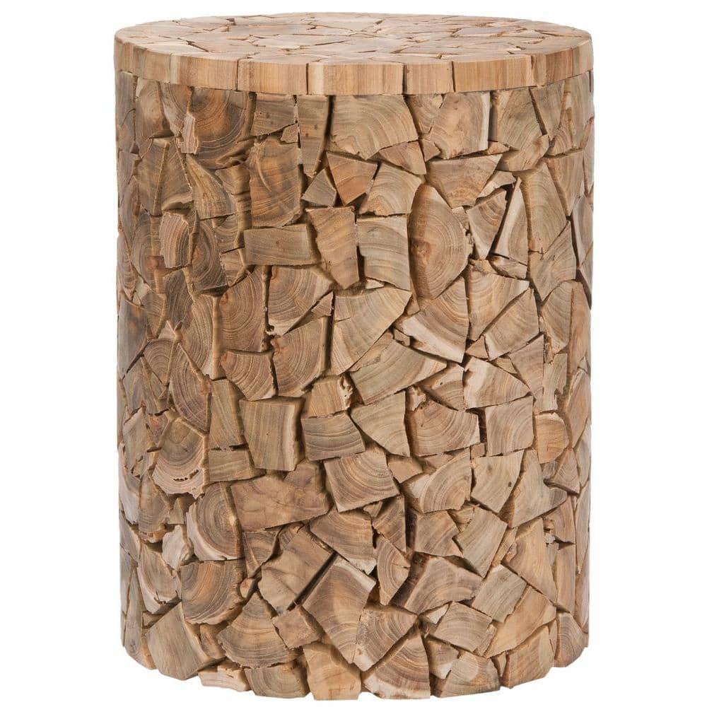 Canyon Round Stool Accent Table - Medium Oak - Safavieh.