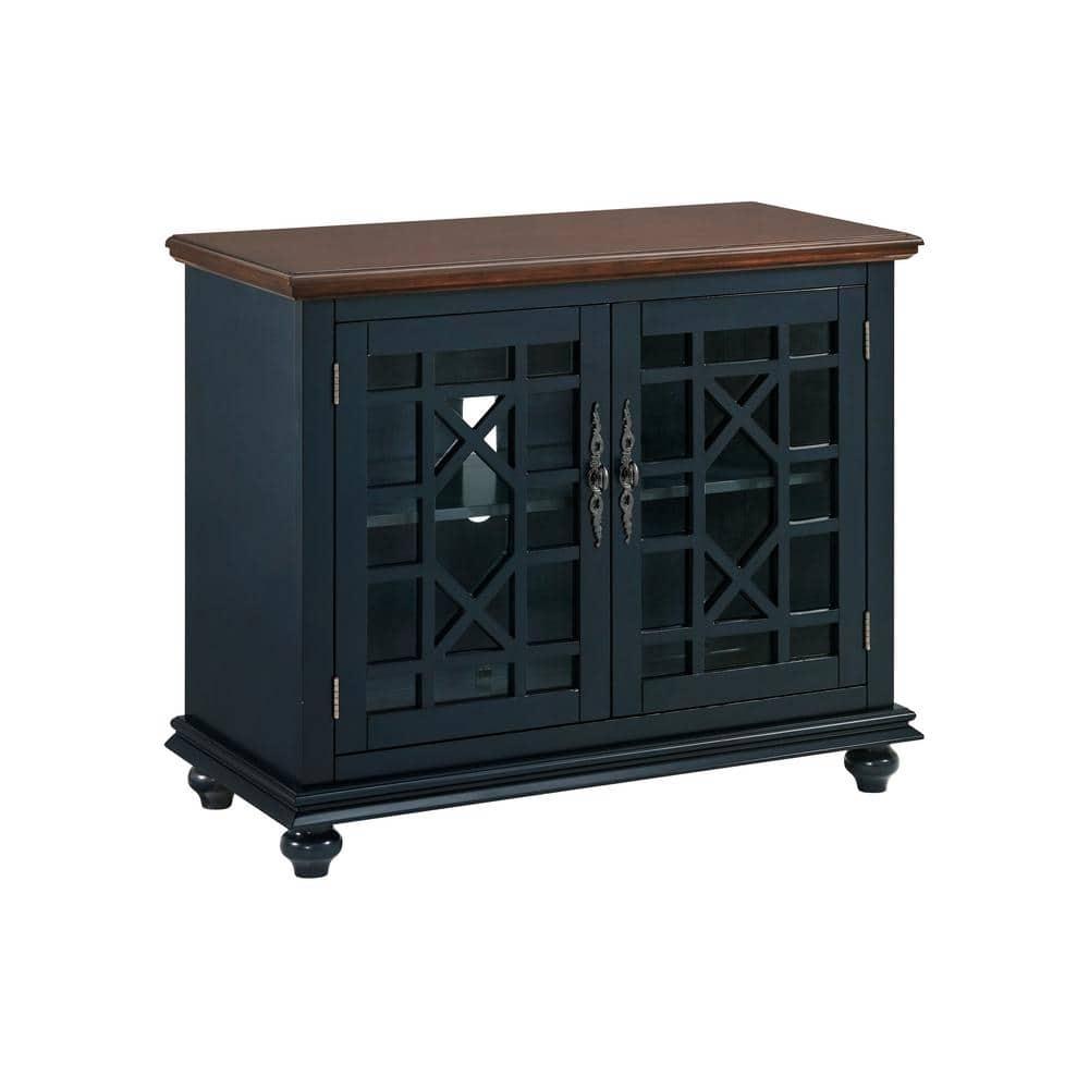 Martin Svensson Home Elegant Small Spaces TV Stand Blue with Coffee Walnut Top