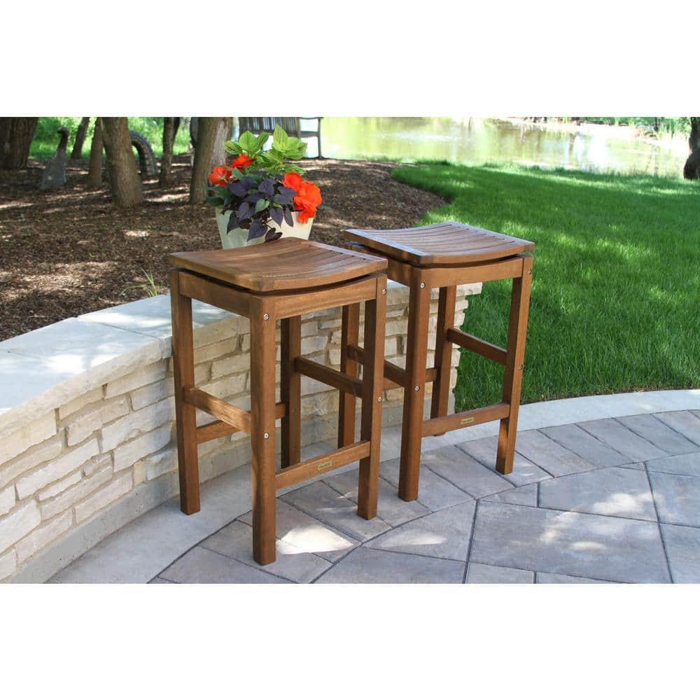 Benedetto 29.5'' Eucalyptus Backless Outdoor Bar Stool
