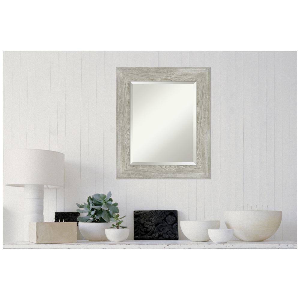 22" x 26" Dove Graywash Framed Bathroom Vanity Wall Mirror - Amanti Art: Modern, Beveled, Wood Frame