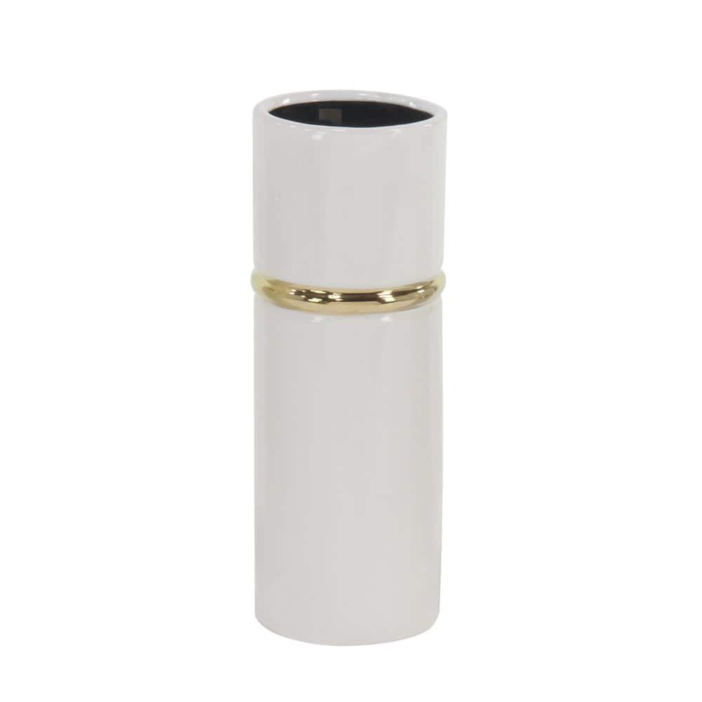 Set of 3 Modern Cylindrical Ceramic Vases White - Olivia & May