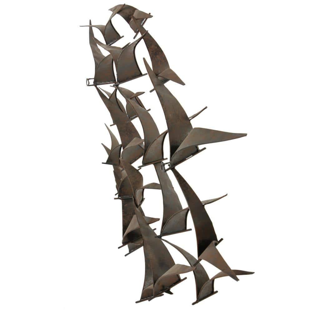 DecMode Black Metal Sleek Flying Flock Of Bird Wall Decor