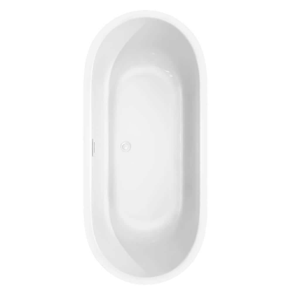 Wyndham Collection WCOBT101371SWATPBK Juliette 71'' x 31.5'' Freestanding Soaking Acrylic Bathtub with Faucet