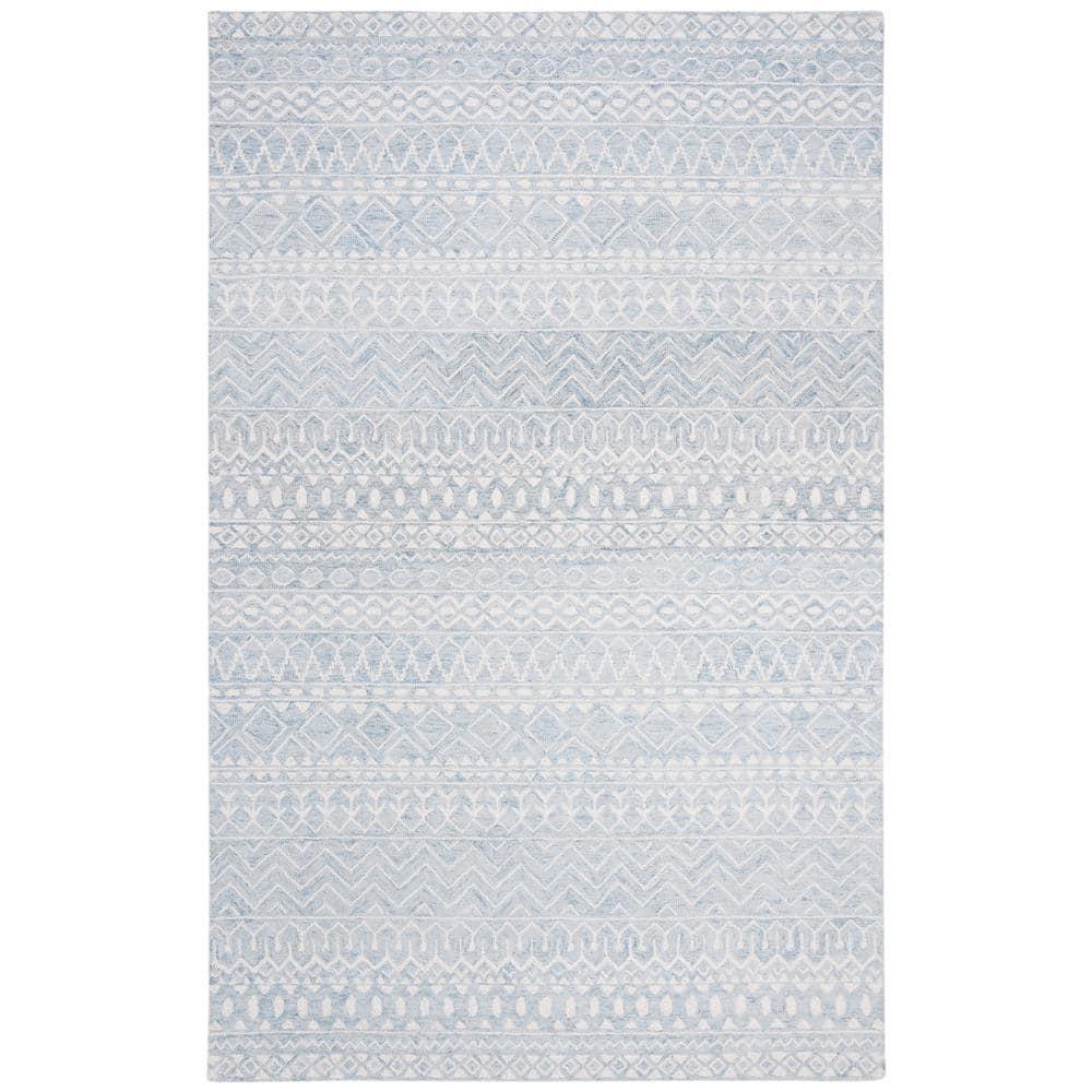 Micro-Loop MLP502 Hand Tufted Indoor Area Rug - Aqua/Ivory - 4'x6' - Safavieh