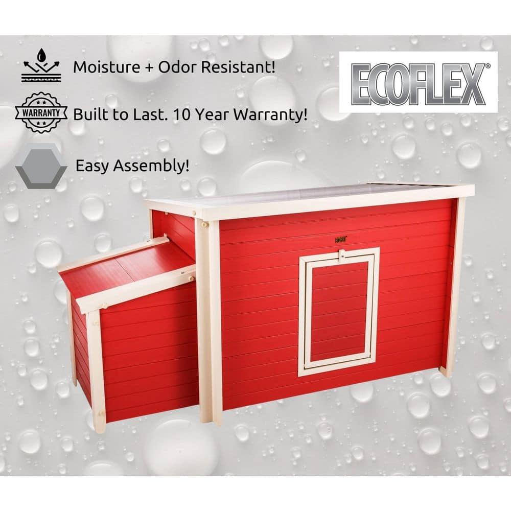 New Age Pet® ECOFLEX® Red Fontana Chicken Barn, Eco-Friendly and Non-Toxic Urban Coop for 2-3 Chickens, Easy Assembly, with Nesting Box and Roosting Bars, Moisture and Odor Resistant