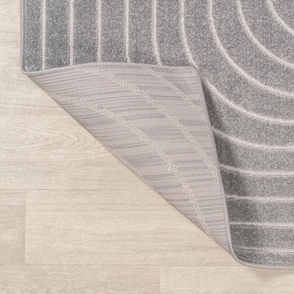 JONATHAN Y Odense High-Low Minimalist Angle Geometric Gray/Ivory 4 ft. x 6 ft. Indoor/Outdoor Area Rug