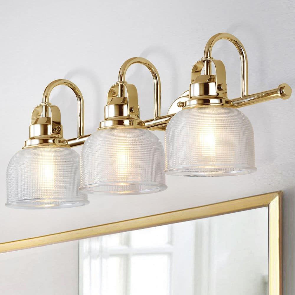 25.25" LED 3-Light Metal/Glass Virginia Pendent Brass/Gold - JONATHAN Y: ETL Listed, Bathroom Fixture