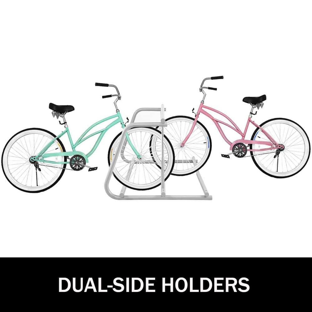 KFFKFF 10 Holders Floor Bike Rack, 59" Length All-Steel Grid Bike Rack, 10-Bike Capacity Dual-Side Storage Stand for Garages Streets Yards Bike Events