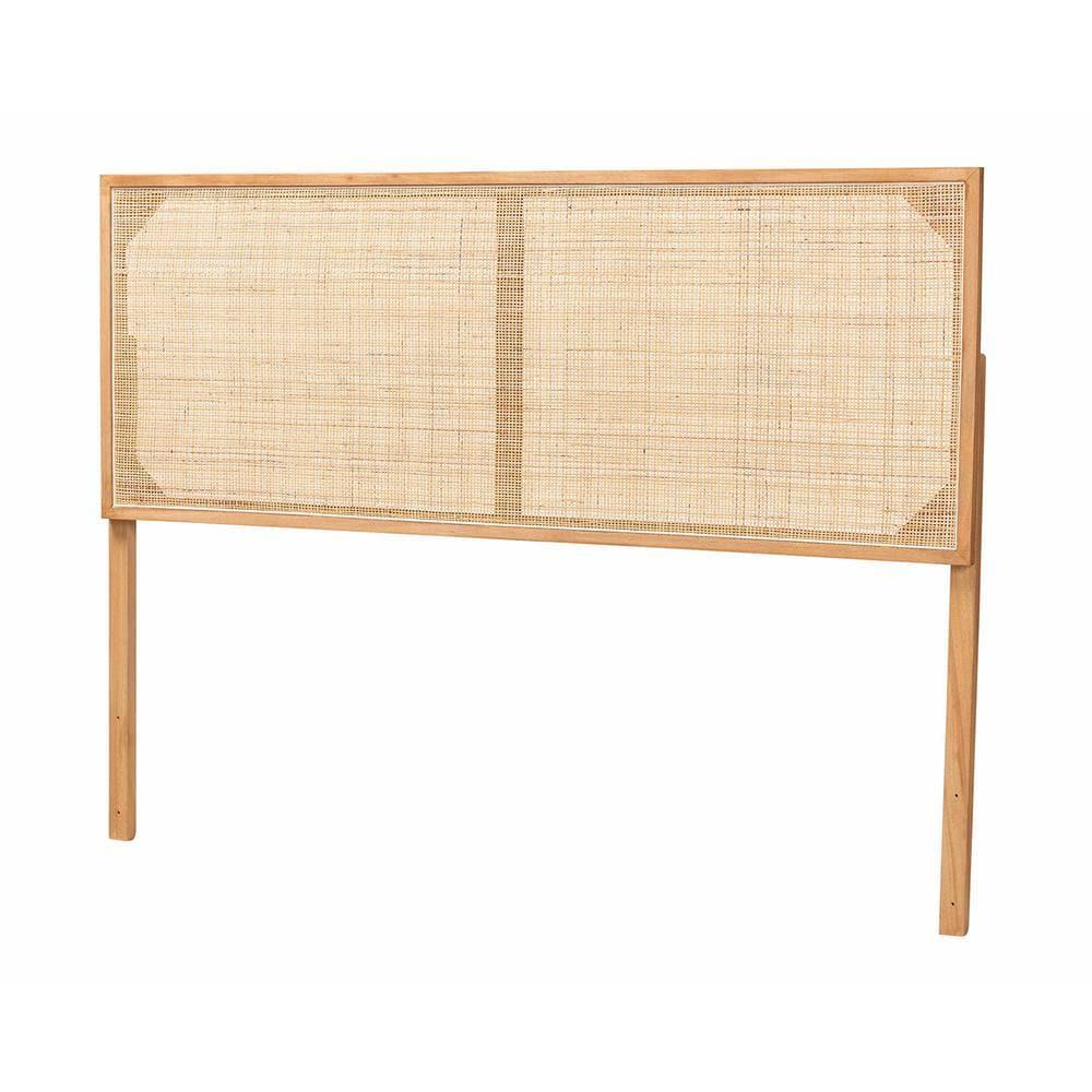 bali & pari Queen Aurelia Bayur Wood and Rattan Headboard: Bohemian Design, Wall or Frame Mount, Adjustable Height