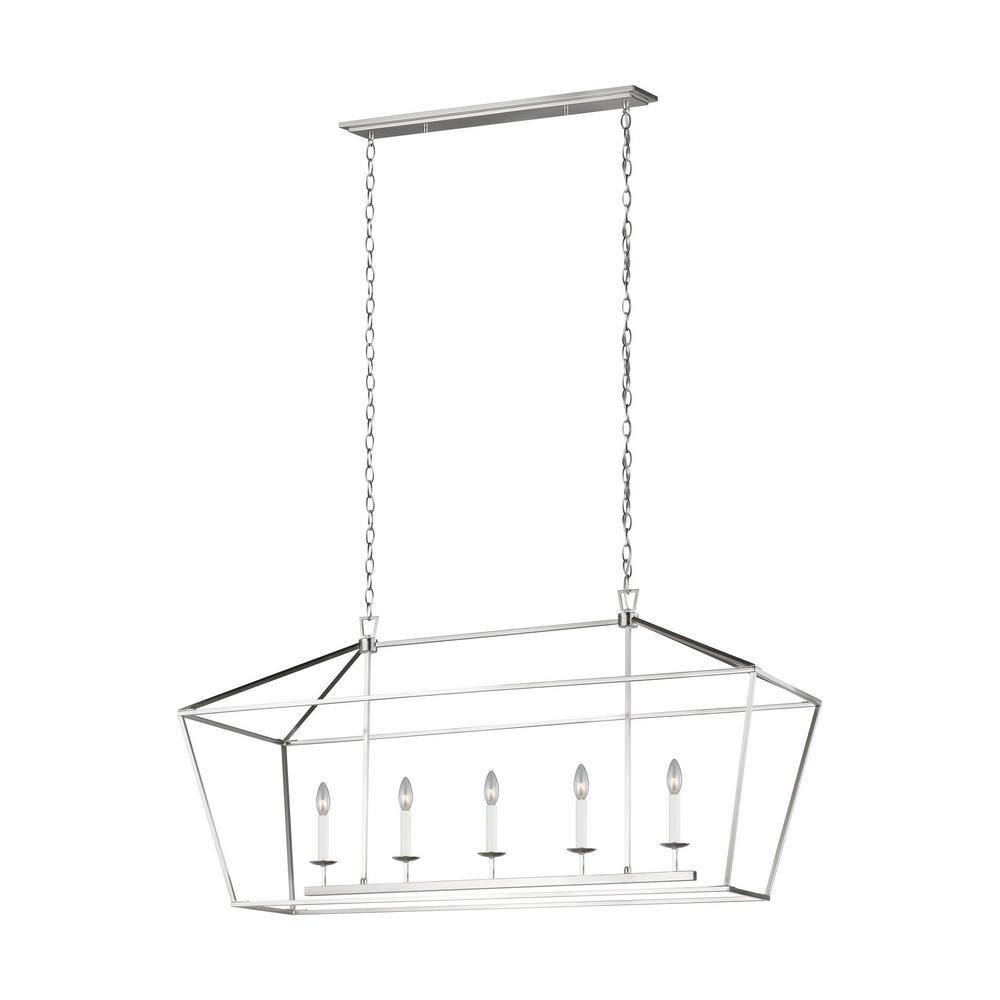 Dianna Brushed Nickel 5-Light Linear Cage Chandelier