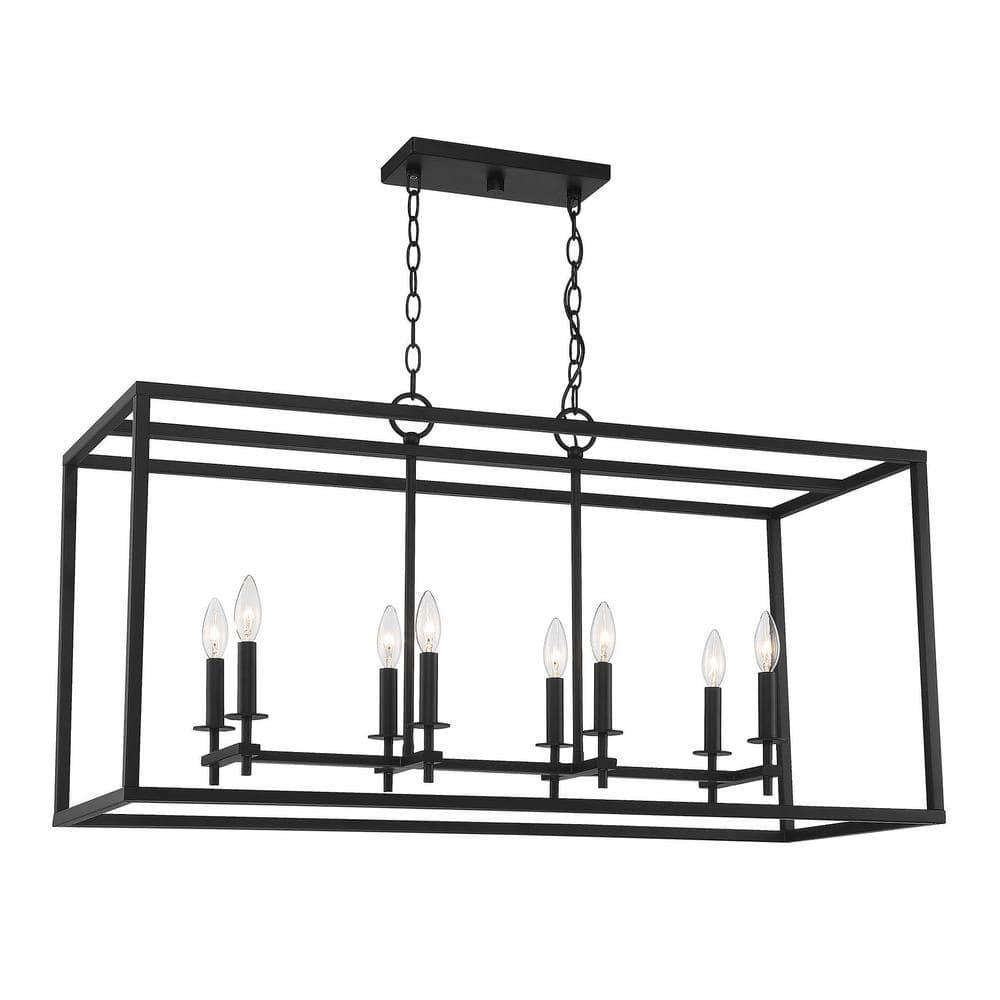 Trade Winds Mia 8-Light Outdoor Linear Chandelier in Matte Black