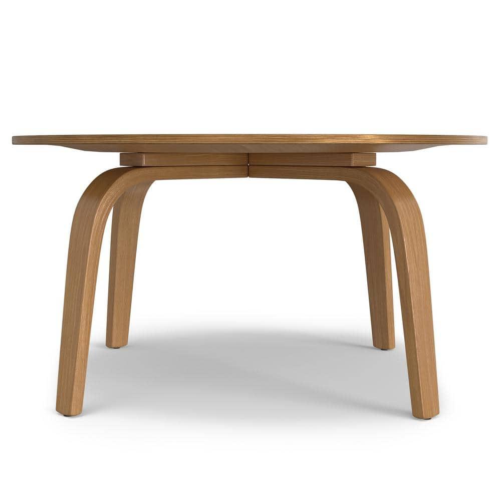 Simpli Home Payton 34"W Solid Wood Contemporary Round Coffee Table with Wide, Slightly Raised Edge
