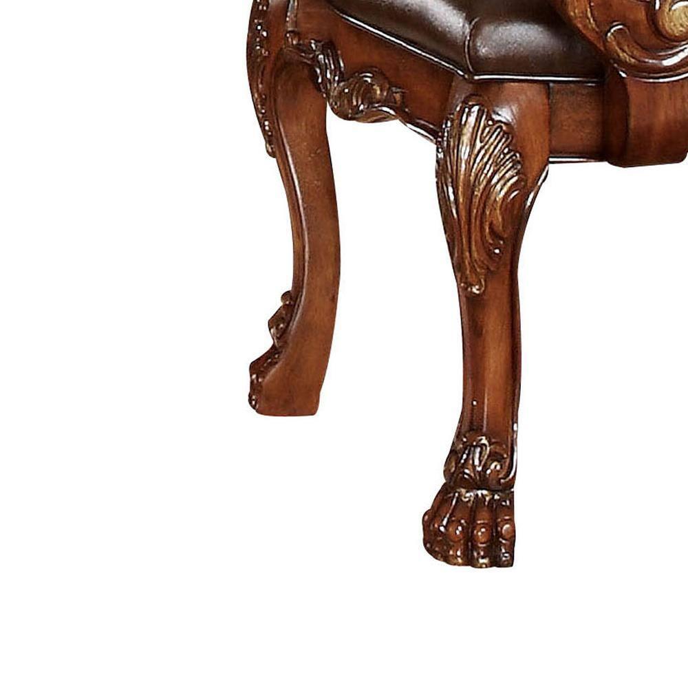 Acme Furniture Dresden Dining Chairs Brown Synthetic Leather/Cherry Oak Finish