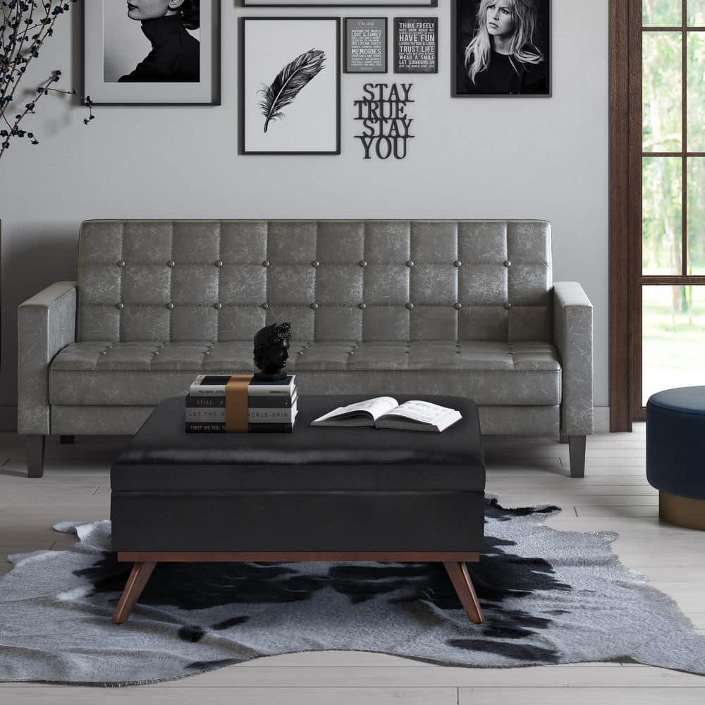 Simpli Home Owen Faux Leather Ottoman