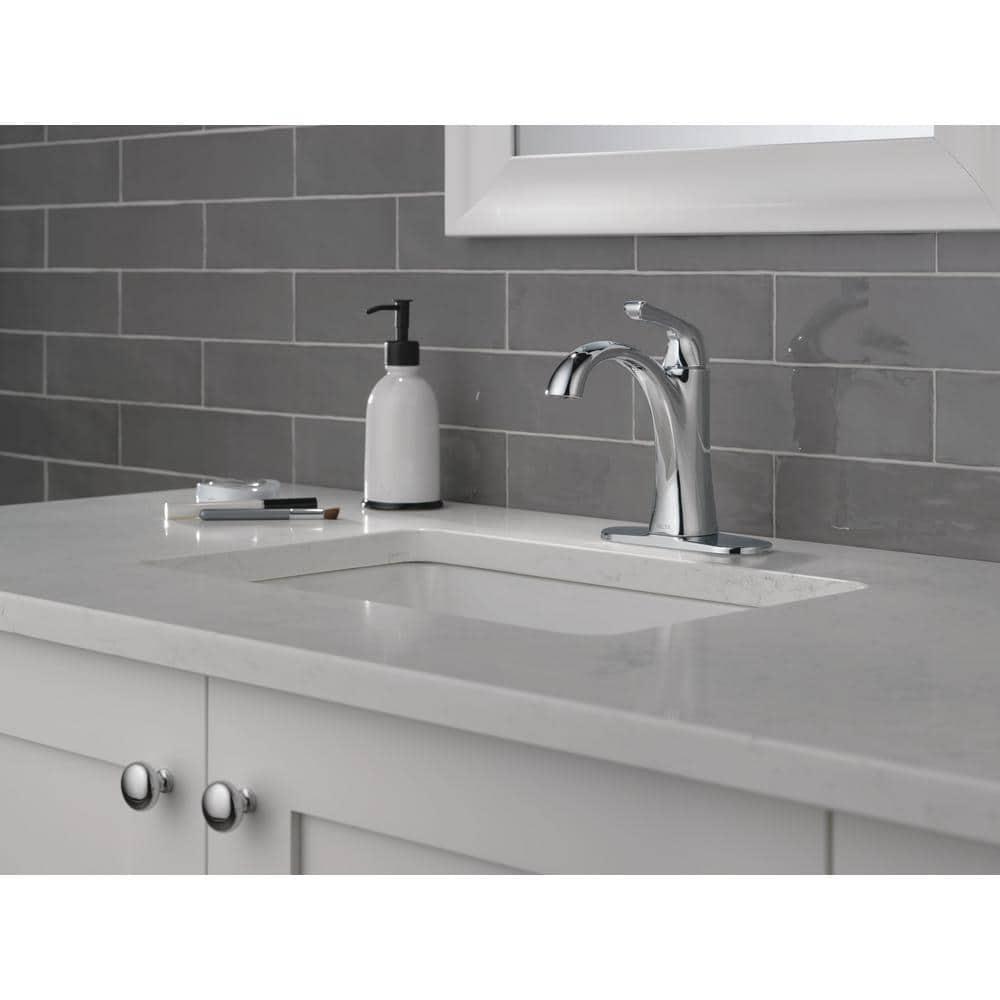 Delta Arvo Single Hole Bathroom Faucet with Drain Assembly, Single Handle Bathroom Sink Faucet 15840LF