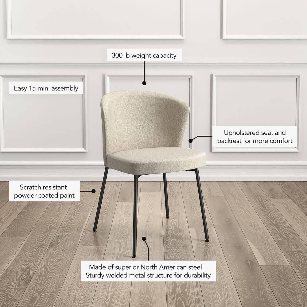 Amisco Camilla Dining Chair - Cream Bouclé Polyester / Black Metal