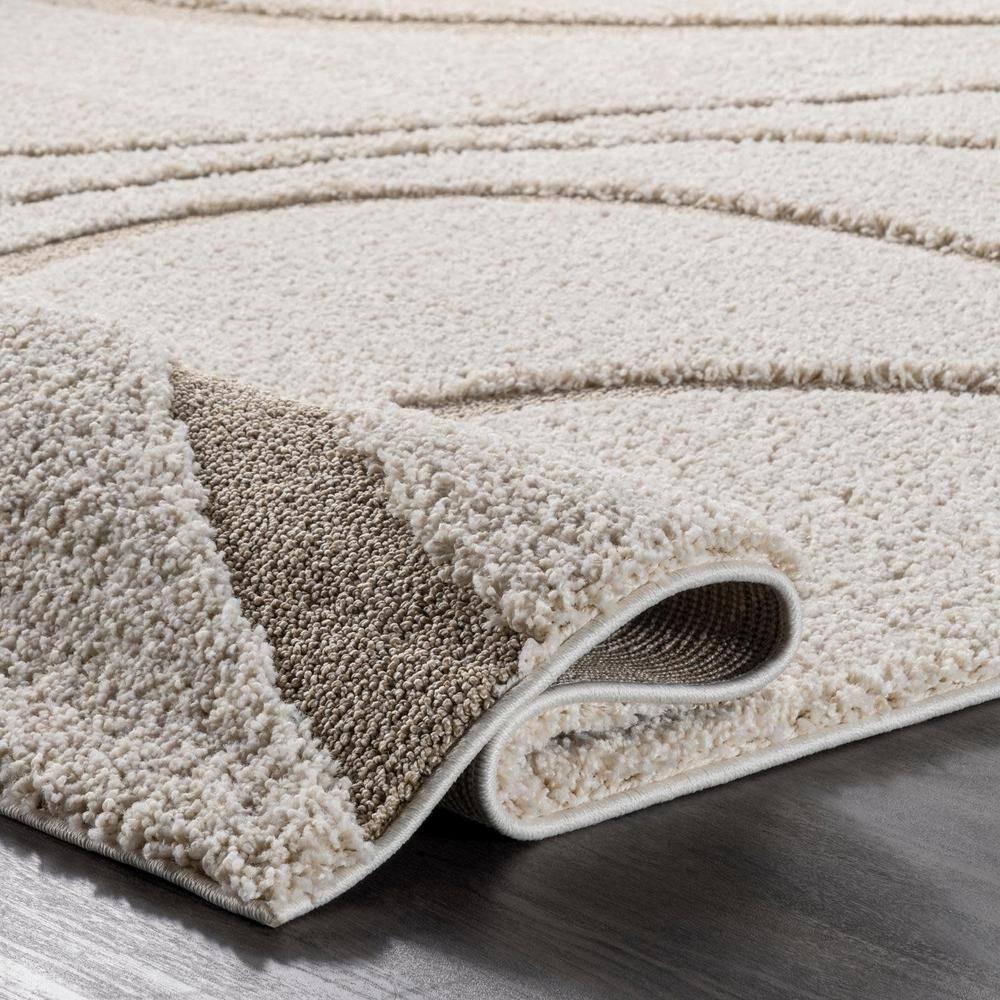 Nuloom Carolyn Abstract 6 Square Shag Indoor Area Rug for Living Room Bedroom Dining Room Nursery, Cream/Beige