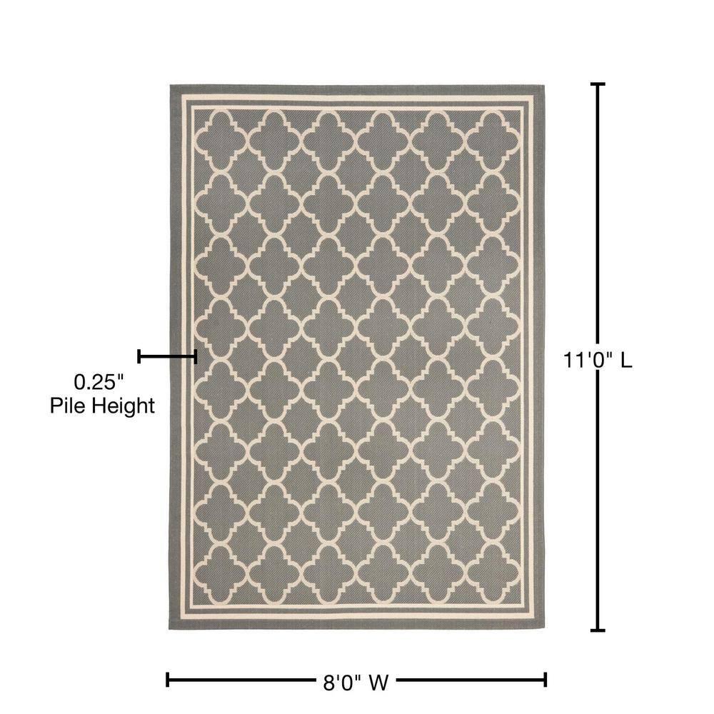 Courtyard CY6918 Power Loomed Indoor/Outdoor Area Rug - Anthracite/Beige - 8'x11' - Safavieh.