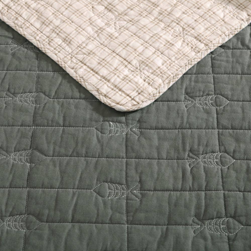 Eddie Bauer Lakehouse Eddie Bauer Green Cotton Reversible Quilt Set