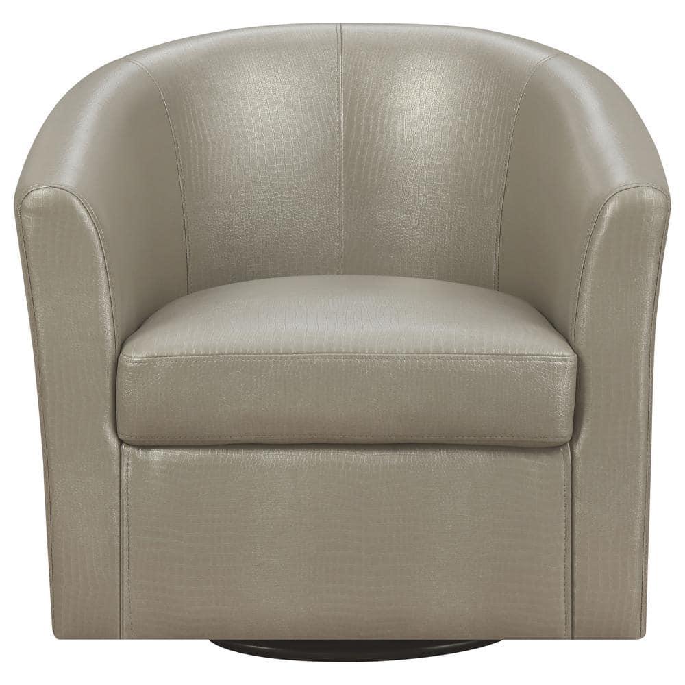 Coaster Contemporary Faux Leather Swivel Accent Chair in Gray