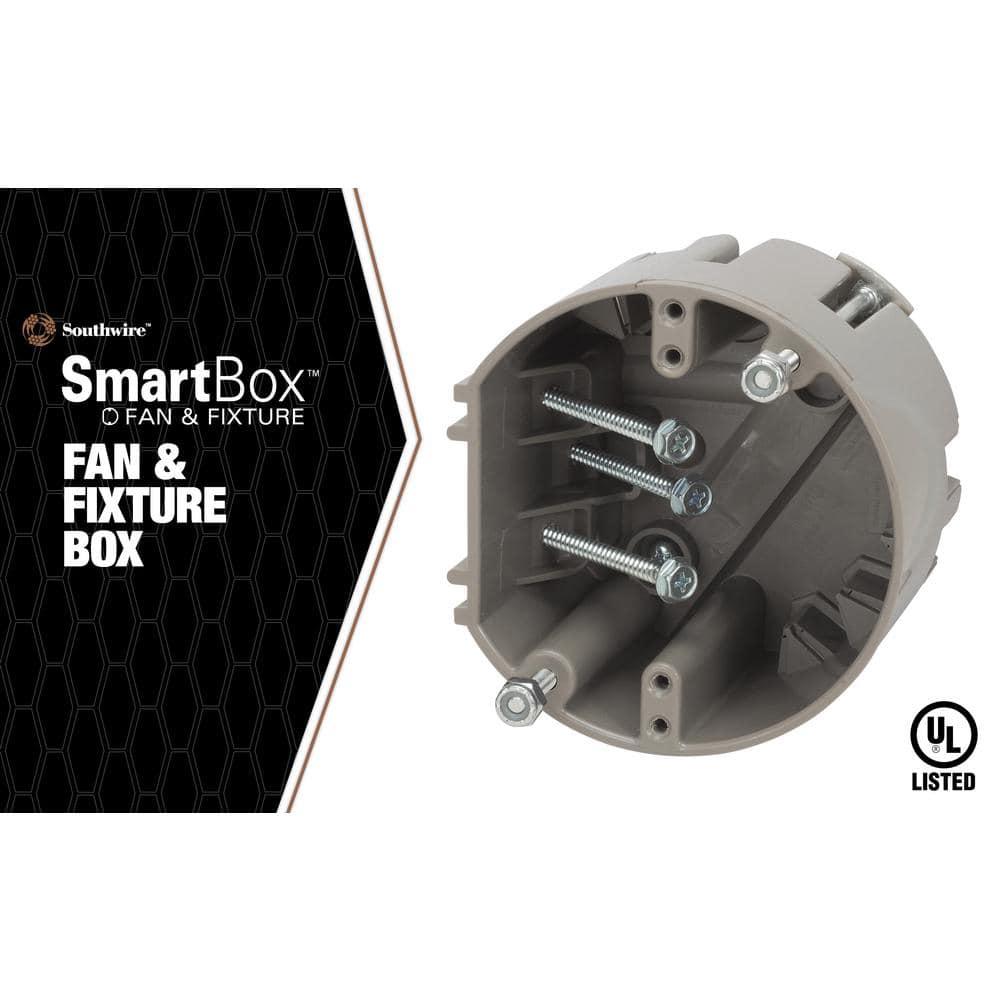 Southwire Smart Box Adjustable Depth 75 lbs. Light Fixture Support/50 lbs. Ceiling Fan Support