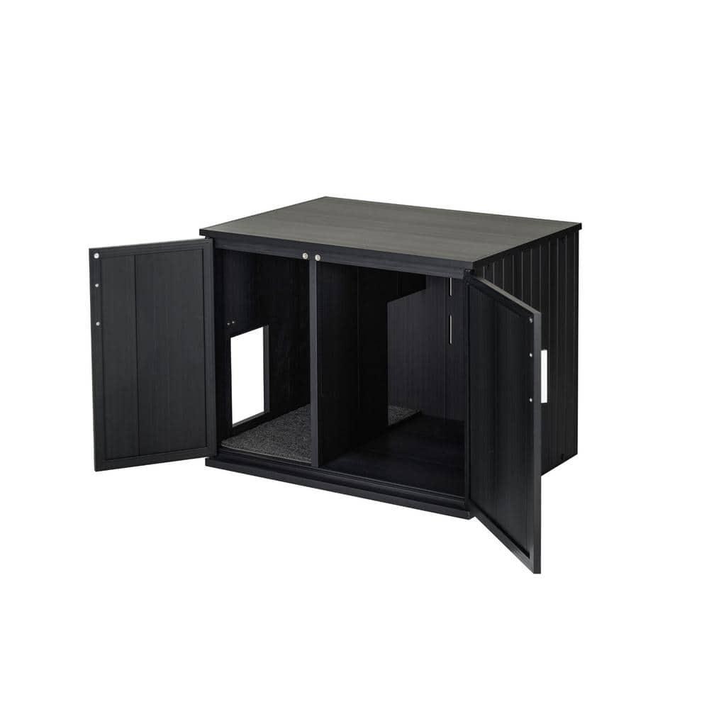 New Age Pet® ECOFLEX® Promax Litter Loo® Litter Box Enclosure Table, Espresso Black - Durable Wood Plastic Composite Cat Litter Box Furniture with No-Track Litter Mat, Easy Clean, Quick Assembly