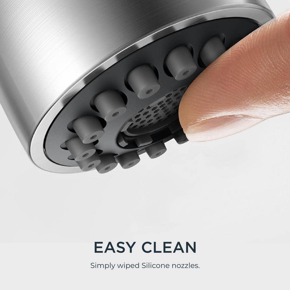 FORIOUS Kitchen Faucet with Pull Down Sprayer, Brushed Nickel, Bar High Arc Single Handle Traditional 3 Modes Stainless Steel Faucet for Kitchen Sink Farmhouse RV Laundry Camper