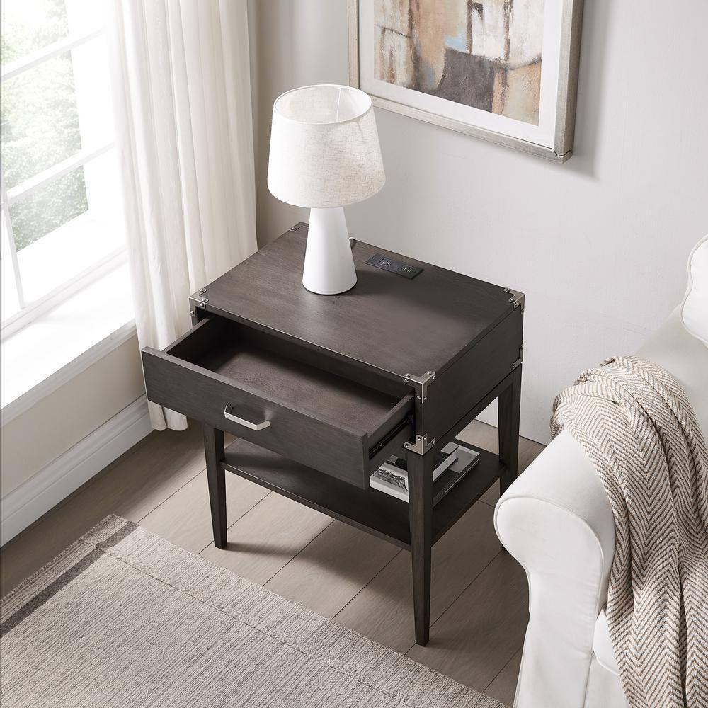 Red Barrel Studio® Beckett Solid + Manufactured Wood Side Table in Anthracite & Reviews | Wayfair