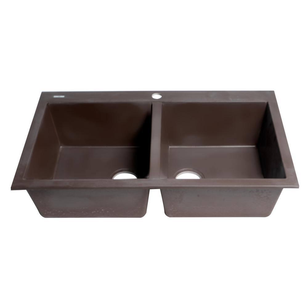 33.88'' L Drop-In Double Bowl Granite Kitchen Sink