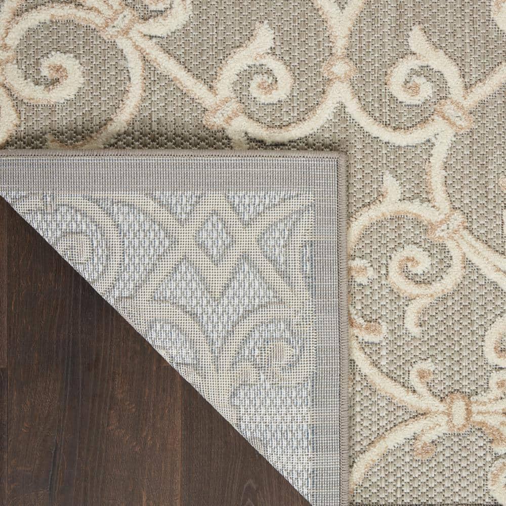 Nourison Aloha Contemporary Scroll Flatweave High-Low Indoor Outdoor Area Rug Natural 5'3" x 7'5"