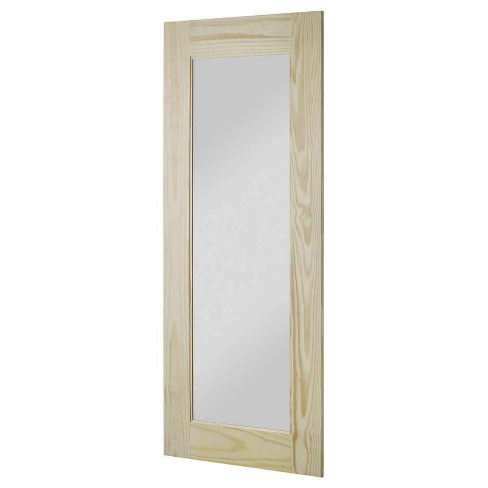 Renin Reflex 84'' Solid Wood Mirrored Unfinished without Installation Hardware Kit Barn Door