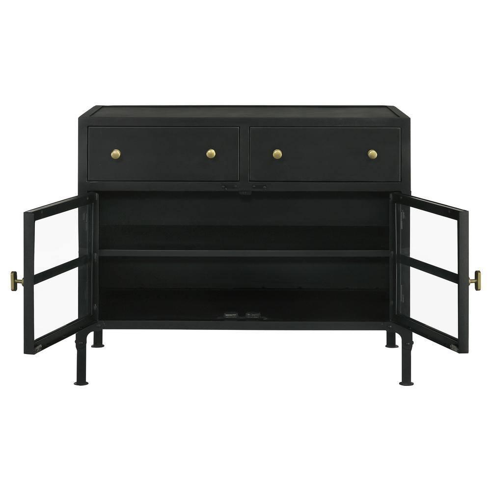 Coaster Sadler 2-drawer Metal Accent Cabinet with Glass Doors Black