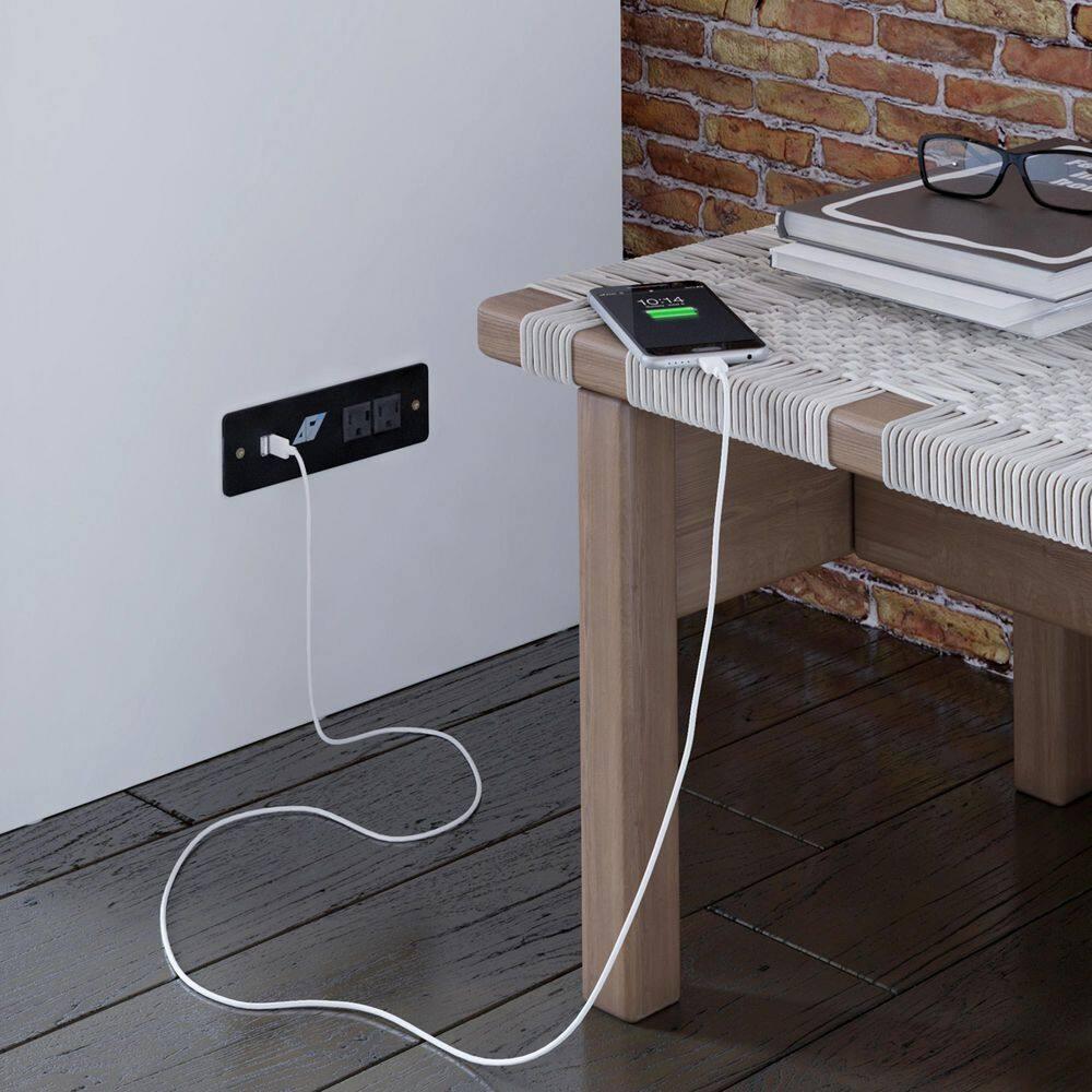 Full Deerfield Murphy Bed Chest USB Turbo Charger White - AFI