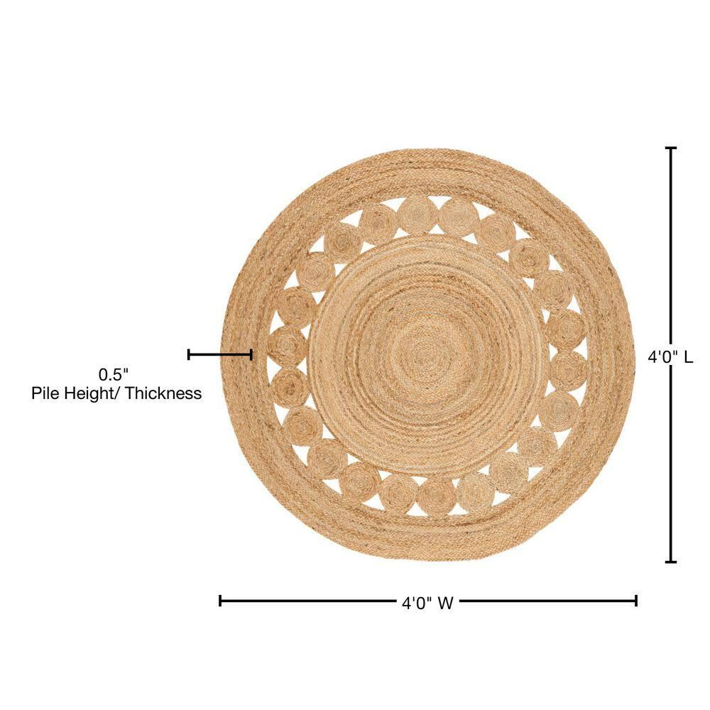 Natural Fiber NF364 Hand Woven Indoor Area Rug - Natural - 4' Round - Safavieh.