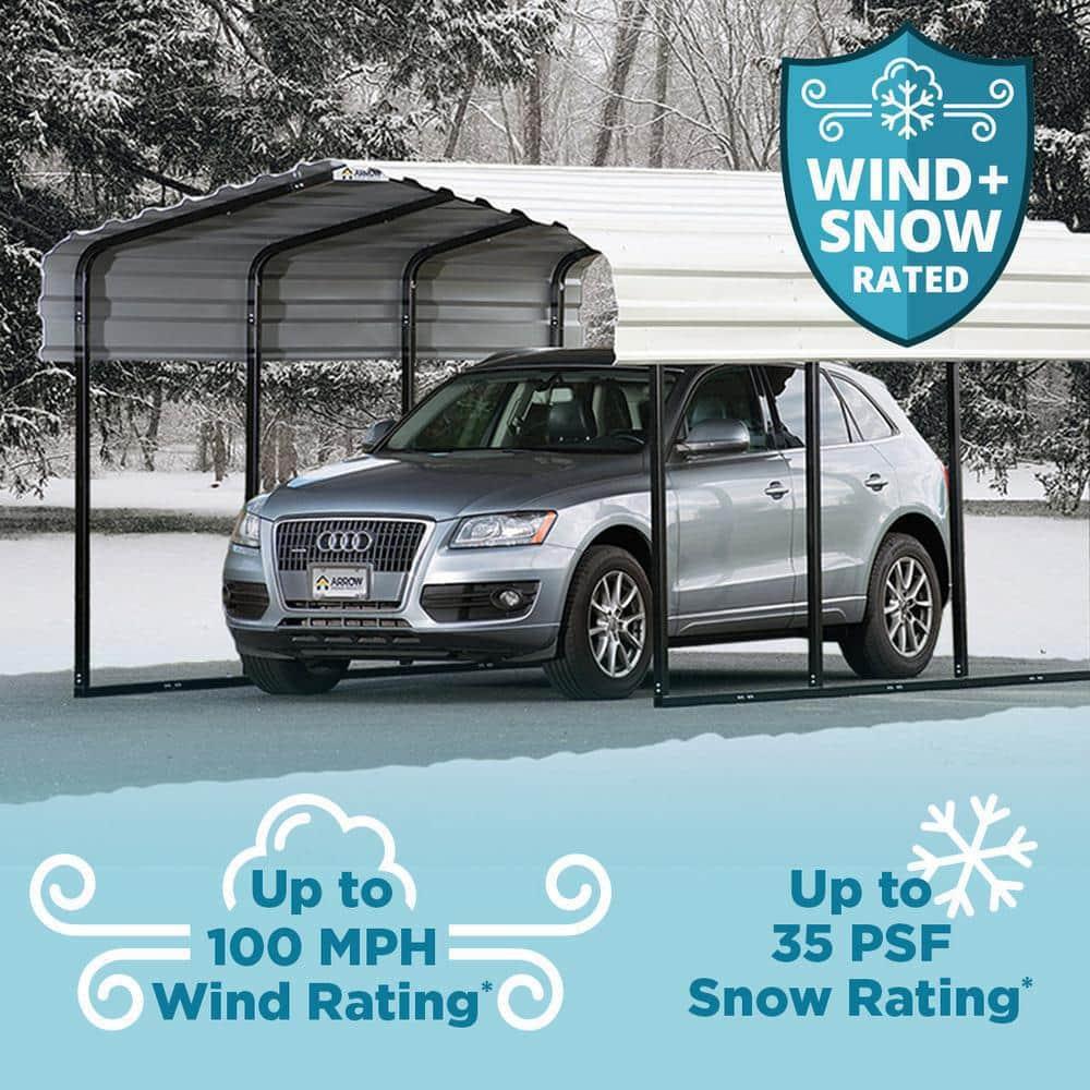 Arrow Steel Carport, 12 ft. x 20 ft. x 7 ft. Galvanized Black/Charcoal