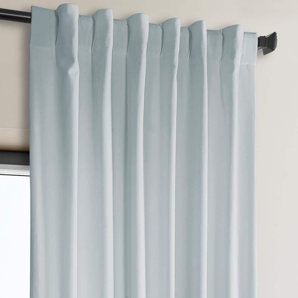 Half Price Drapes Aquarius Blue Heritage Plush Velvet Room Darkening Curtains (1 Panel), 50W X 108L