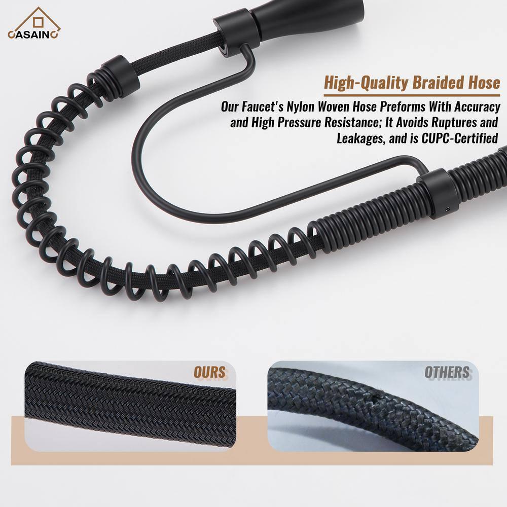 CASAINC CASAINC Single Bowl White Fireclay Farmhouse Kitchen Sink With Faucet Included KCSL0035-36W22M