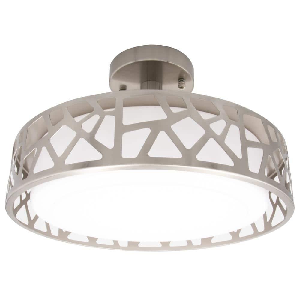 Maxxima 14 in. Decorative LED Semi-Flush Mount Ceiling Light, Dimmable, 3000K Warm White, 1400 Lumens, Satin Nickel