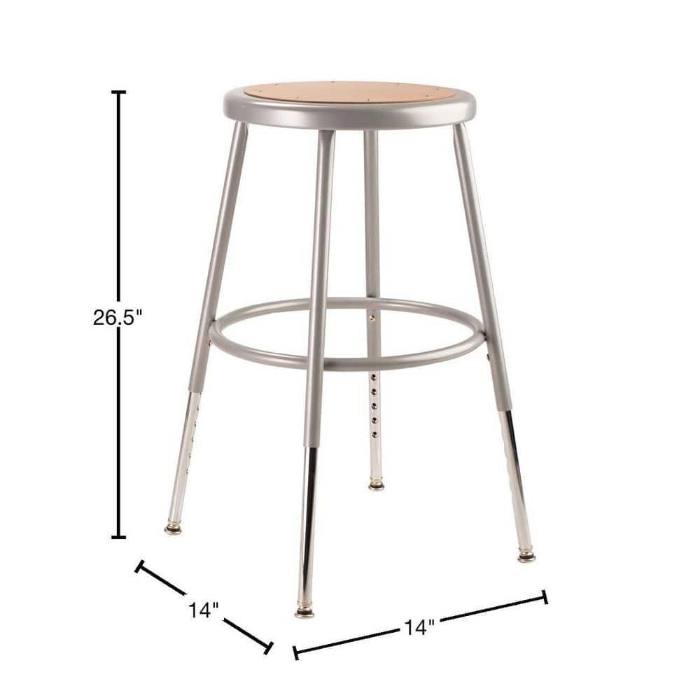 (Pack of 2) NPS 19 -27" Height Adjustable Heavy Duty Steel Stool, Grey