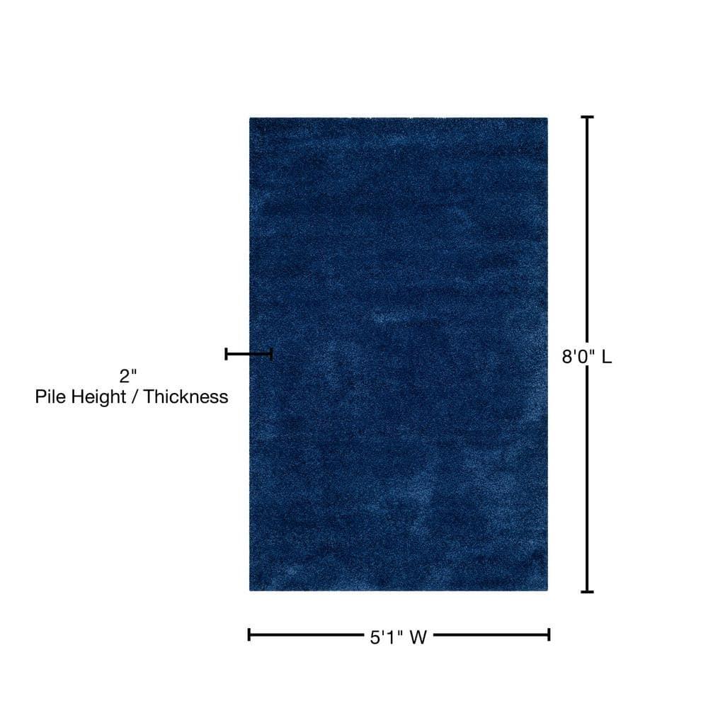 Milan Shag SG180 Power Loomed Indoor Area Rug - Navy - 5'1"x8' - Safavieh