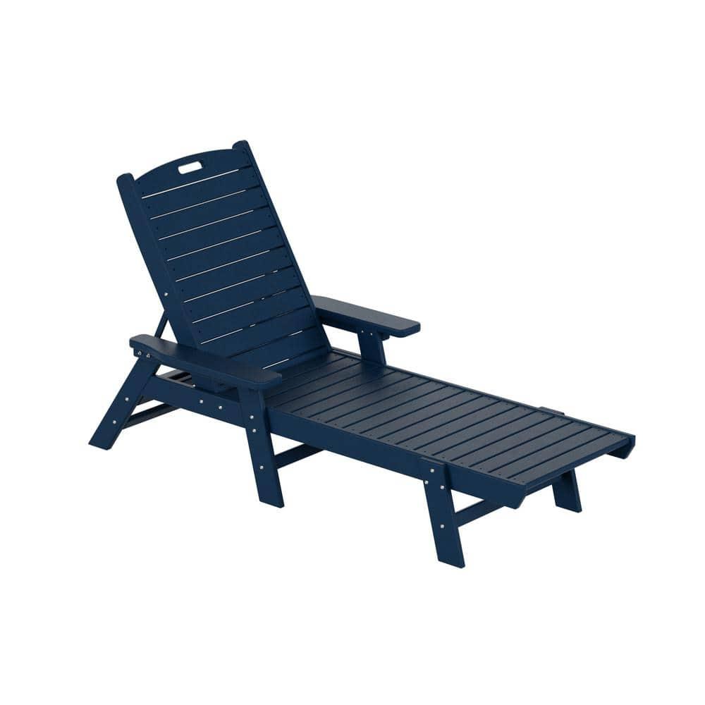 Polytrends Laguna 78" Poly Weather-Resistant Outdoor Chaise Lounge (Set of 2) Navy Blue