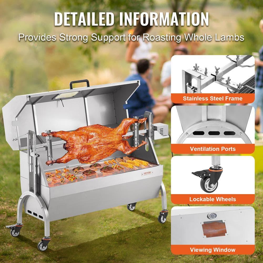 Roaster Spit Rotisserie BBQ Grill Pig Lamb Chicken Roaster 52W 198LBS